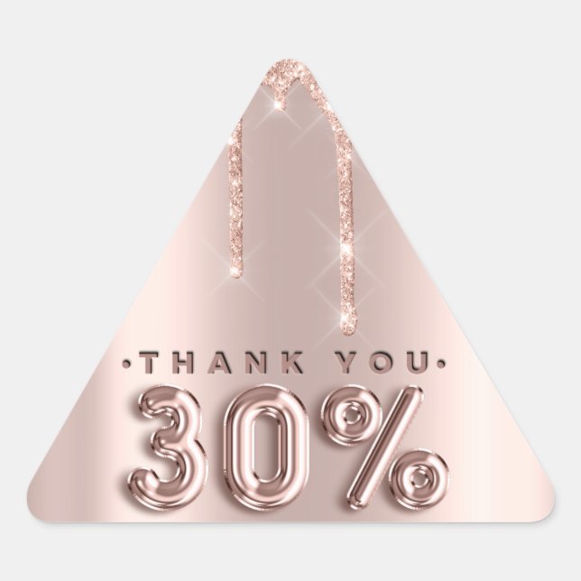 Thank You Shopping Rose Drips 30%Off Triangle Triangle Sticker (Front)