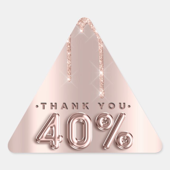 Thank You Shopping Rose Drips 40%Off Triangle Triangle Sticker (Front)
