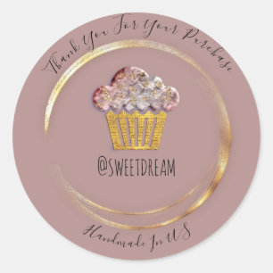 Thank You Shopping Rose Gold Sweet Muffin Candy Classic Round Sticker