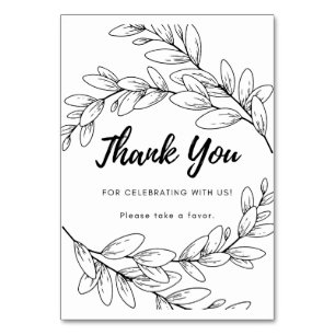 Thank You Sign - Flat - Black and White Floral