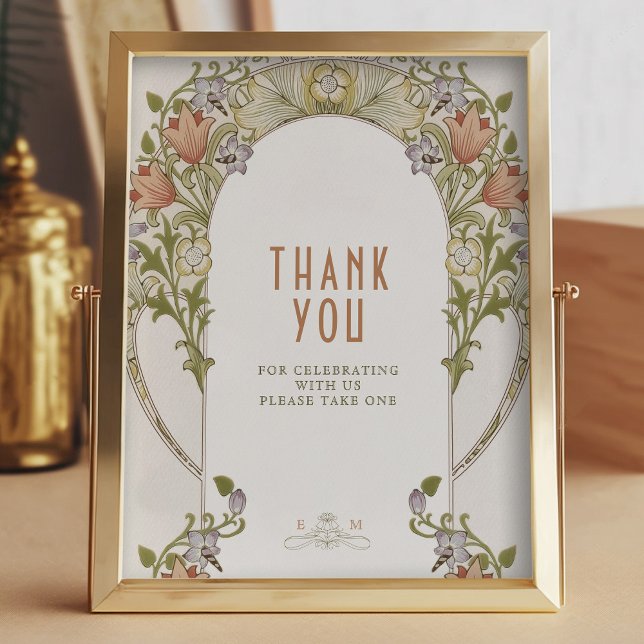 Thank You Sign Guests Art Nouveau William Morris (Creator Uploaded)