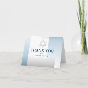 Thank You   Silver and  Blue Gradient Bar Mitzvah Invitation