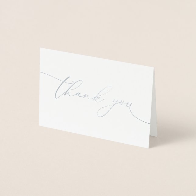 Thank You Silver Foil Minimalist Wedding Thank you Foil Card (Front)