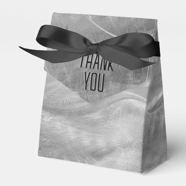 Thank You Silver Metal Abstract Favour Box (Front Side)