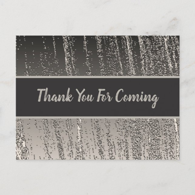 Thank You Silver Metallic Stripe Shower Guest Postcard (Front)