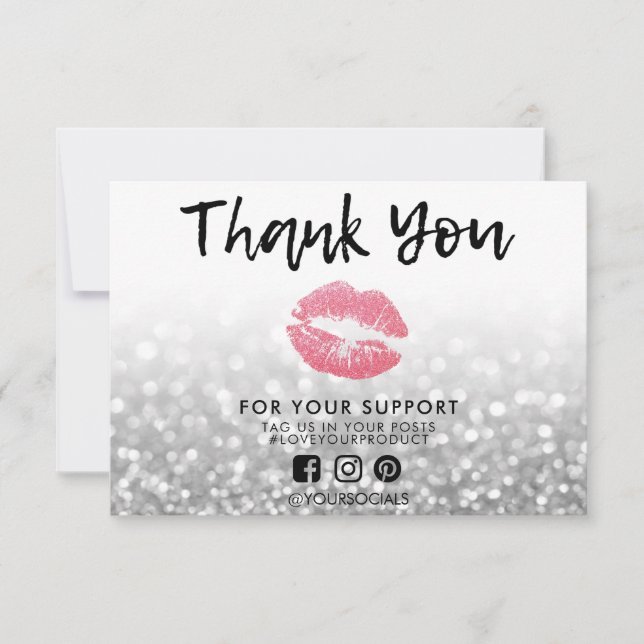 Thank You Silver Pink Lips Media Insert (Front)