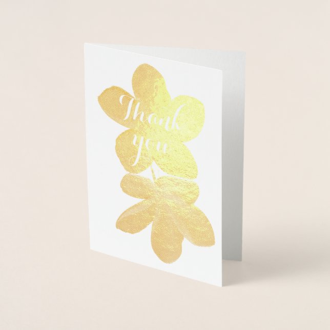 Thank You Simple Blank Floral White Foil Card (Front)