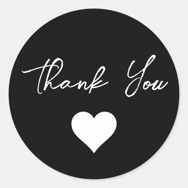 Thank You Simple Elegant Modern Minimalist Black  Classic Round Sticker (Front)