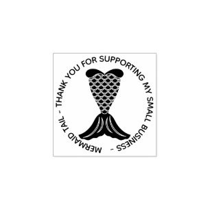 Thank You Simple Mermaid Tail Rubber Stamp