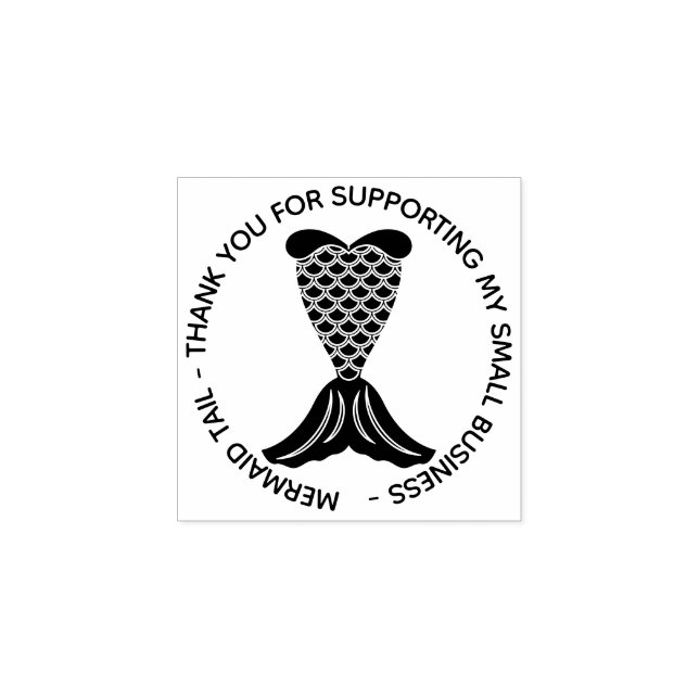 Thank You Simple Mermaid Tail Rubber Stamp (Imprint)