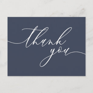 Thank you simple minimalist navy postcard