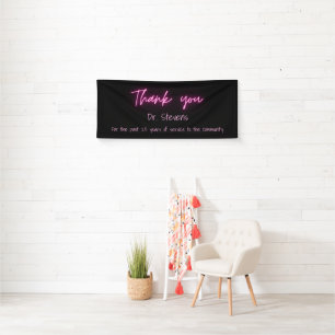 Thank You Simple Modern Black Pink Neon Script Banner