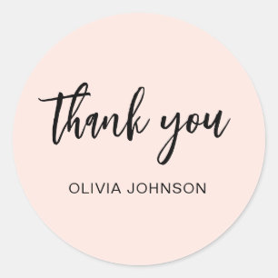 Thank You Simple Modern Blush Pink Classic Round Sticker