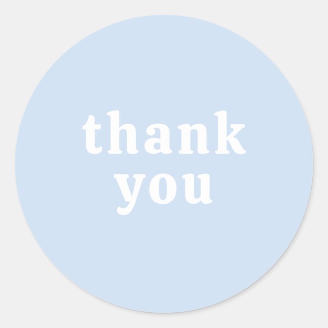 Thank You Simple Retro Font Wedding Baby Blue Classic Round Sticker (Front)