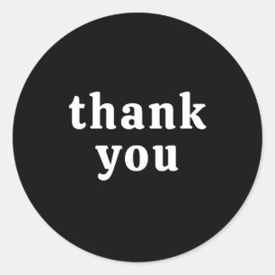 Thank You Simple Retro Font Wedding Black Classic Round Sticker