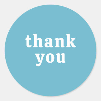 Thank You Simple Retro Font Wedding Blue Classic Round Sticker