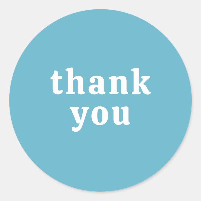 Thank You Simple Retro Font Wedding Blue Classic Round Sticker (Front)