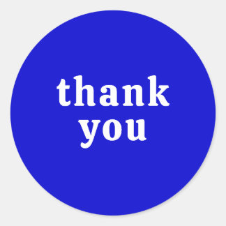 Thank You Simple Retro Font Wedding Bright Blue Classic Round Sticker