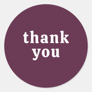 Thank You Simple Retro Font Wedding Burgundy Wine Classic Round Sticker