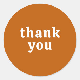Thank You Simple Retro Font Wedding Burnt Orange Classic Round Sticker