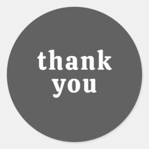 Thank You Simple Retro Font Wedding Charcoal Grey Classic Round Sticker