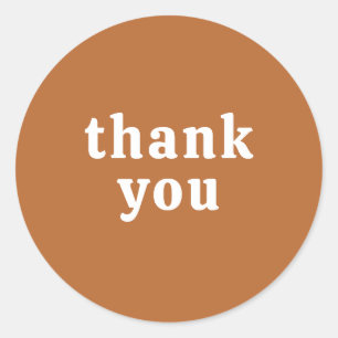 Thank You Simple Retro Font Wedding Copper Tan Classic Round Sticker
