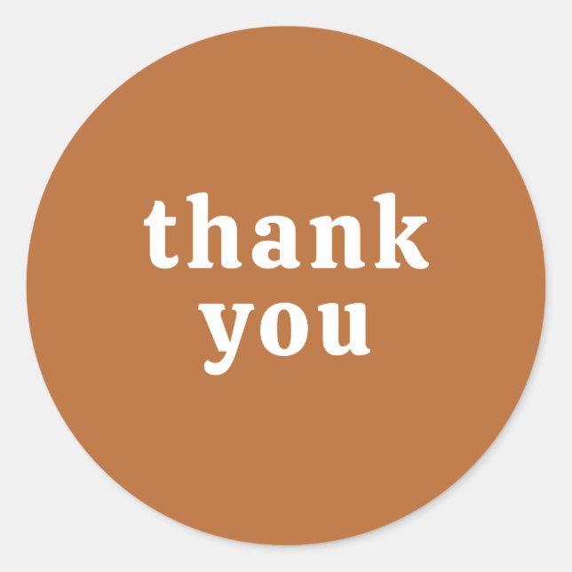 Thank You Simple Retro Font Wedding Copper Tan Classic Round Sticker (Front)
