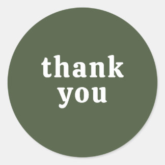 Thank You Simple Retro Font Wedding Dark Green Classic Round Sticker