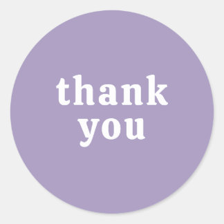 Thank You Simple Retro Font Wedding Pretty Purple Classic Round Sticker