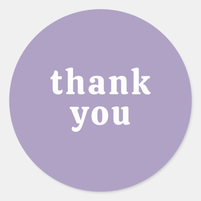 Thank You Simple Retro Font Wedding Pretty Purple Classic Round Sticker (Front)