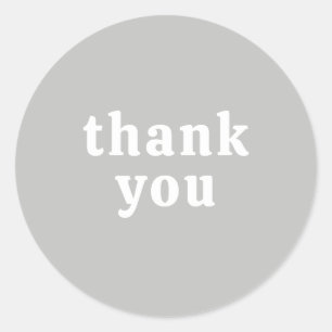 Thank You Simple Retro Font Wedding Silver Gray Classic Round Sticker