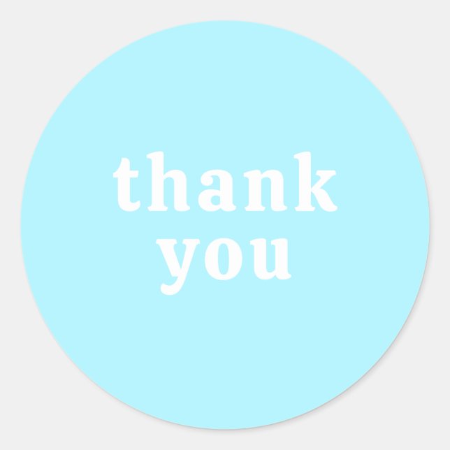 Thank You Simple Retro Font Wedding Turquoise Classic Round Sticker (Front)
