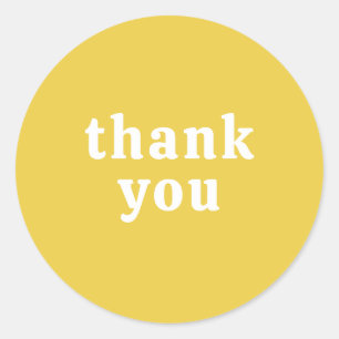 Thank You Simple Retro Font Wedding Yellow Gold Classic Round Sticker