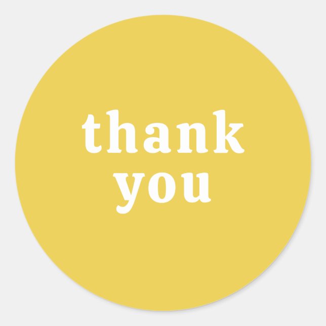 Thank You Simple Retro Font Wedding Yellow Gold Classic Round Sticker (Front)