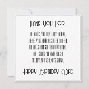 Thank You... Simple Script Happy Birthday Dad Card