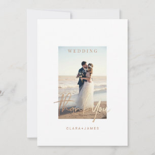 Thank You Simple Script Wedding Beach Photo Card