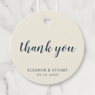 Thank You Simple Solid Colour Ivory Wedding Favour Tags