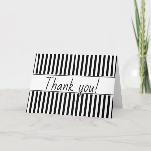 "Thank you!" Simple Stripes Pattern Black & White Thank You Card