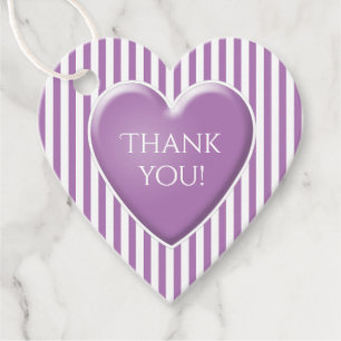 Thank You Simple Stripes Pattern Lavender Heart Favour Tags