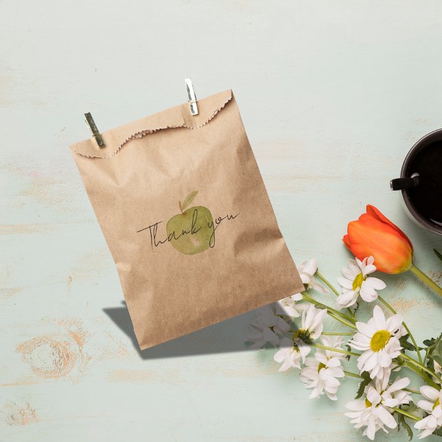 Thank you simple watercolor apple greenery favour bags (Creator Uploaded)