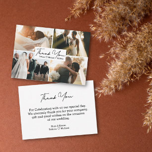 thank you simple wedding 4 photo budget card