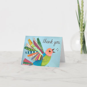 Thank You Singing Collage Bird Card