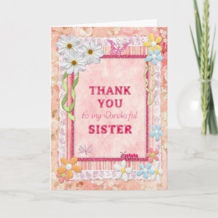 Thank you sister, flowers craft card