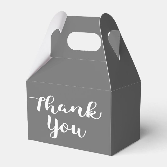 Thank You Slate Grey and White Wedding Party Grey Favour Box (Front Side)