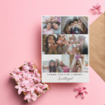Thank You Sleepover Girl's Party Photo Collage<br><div class="desc">Thank you card printed with a photo collage of five photos from your sleepover or birthday party. Thank you for coming in neat letters. Love, your name in a pretty script. The back features pink and white polka dots. Girl's birthday party thank you cards personalised with photos of the birthday...</div>