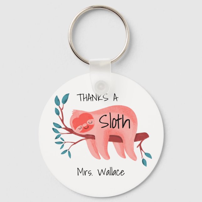 thank you sloth teacher teaching assistant TA  Key Ring (Front)