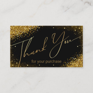 thank you small business black golden glitters enclosure card