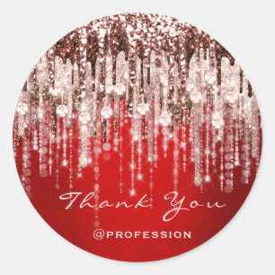 Thank You Small Business Drips Rose Drips Red Classic Round Sticker