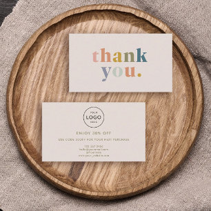 Thank you! Small Business Logo Modern Pastels Discount Card