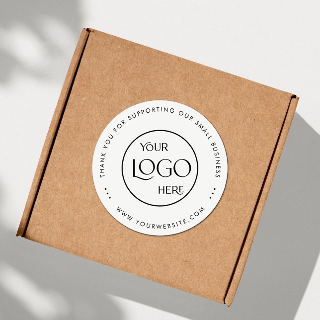 Thank You Small Business Logo Simple White Classic Round Sticker (Creator Uploaded)